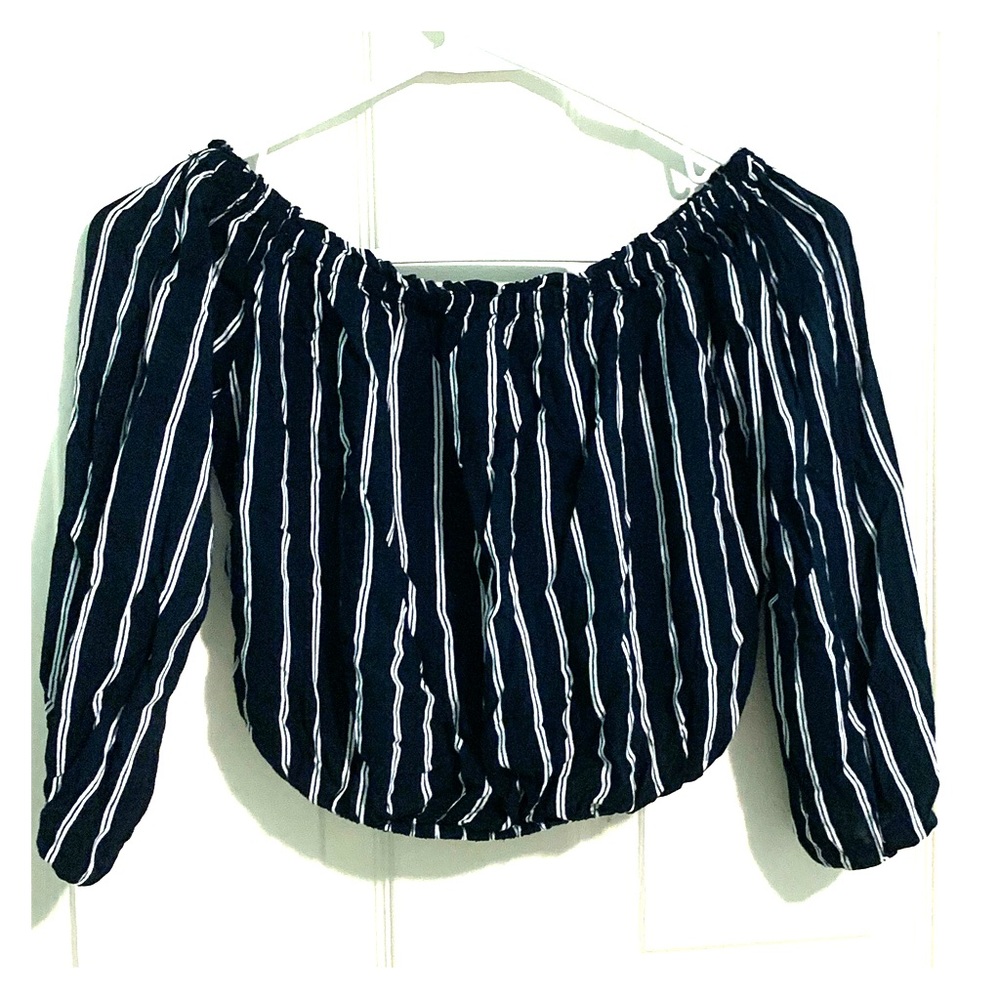 striped off the shoulder brandy melville top